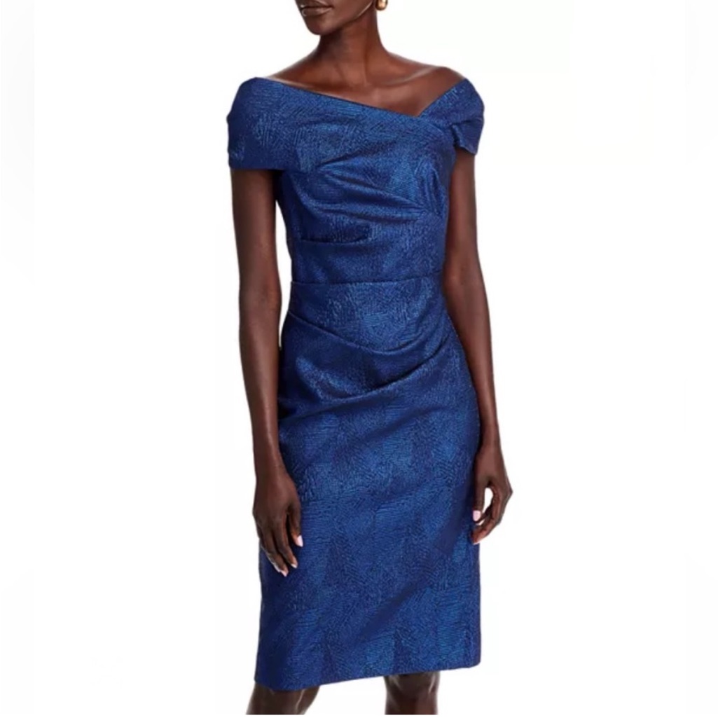 Teri Jon Sapphire One Shoulder Cocktail Dress Metallic Size 12